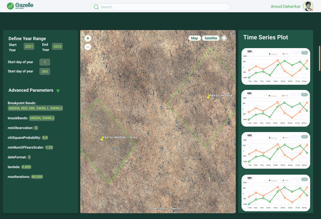 Three-panel analysis interface